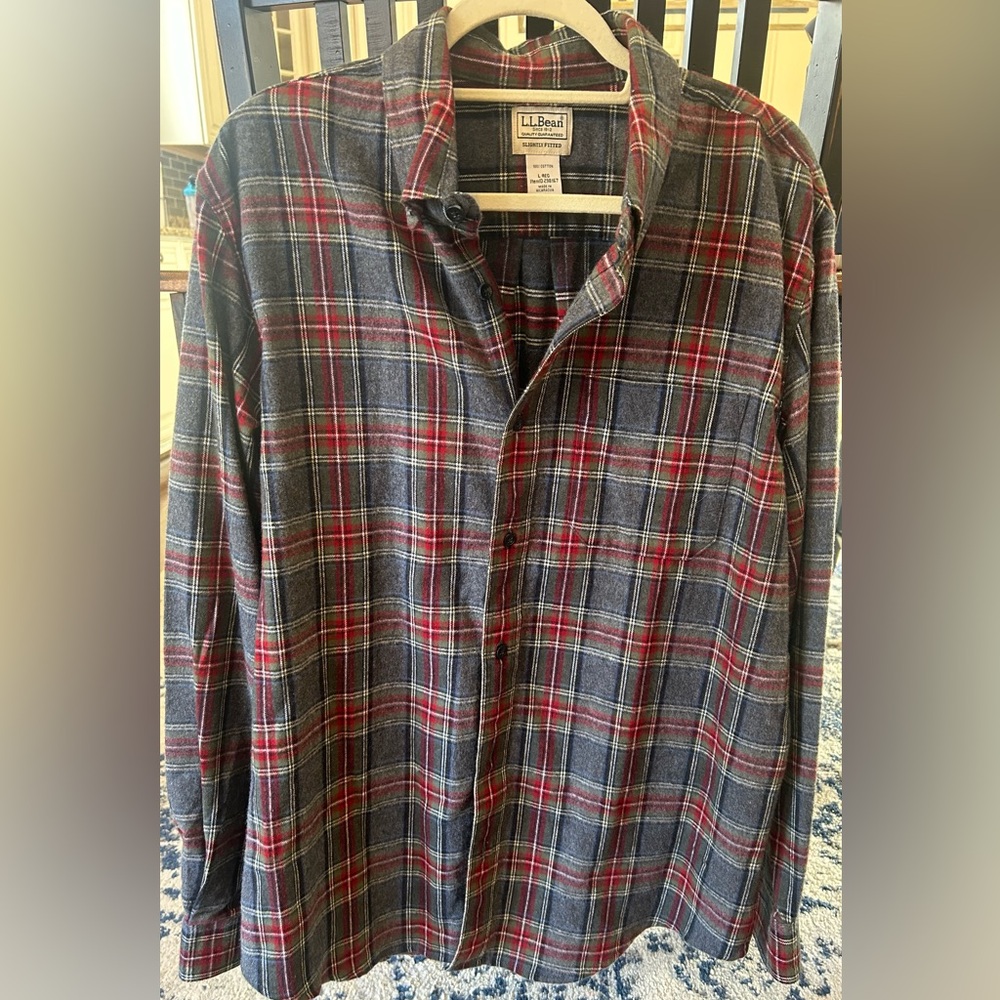 L.L. Bean Men's Flannel Plaid Button Down